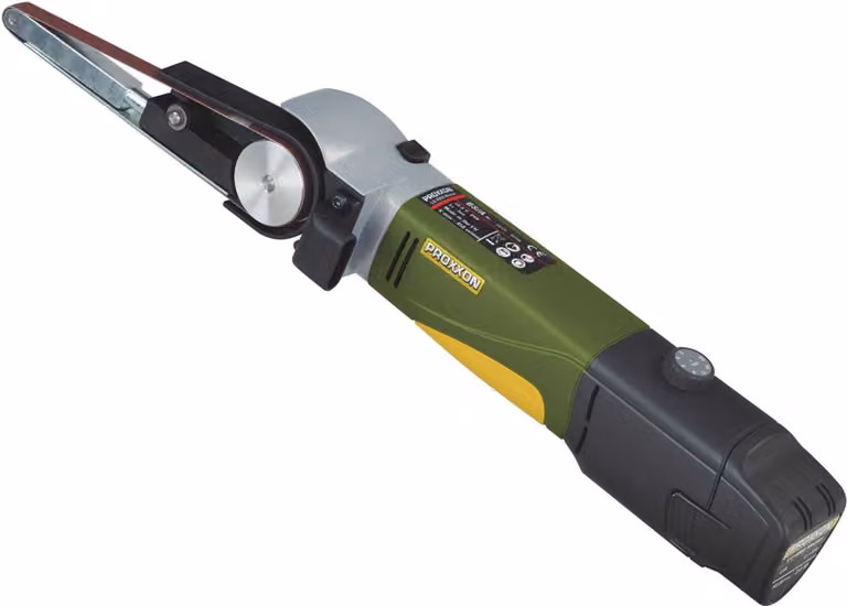 Proxxon Schleifmaschine/Bandschleifer BS/A und 4 Schleifbänder, Li-Ionen-Akku