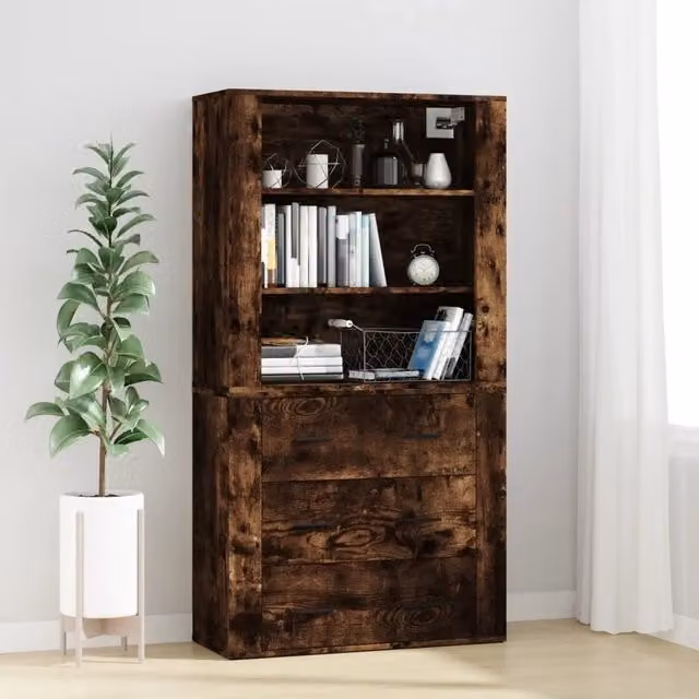 Credenza moderna vidaXL in legno multistrato color rovere fumo, sospesa a parete