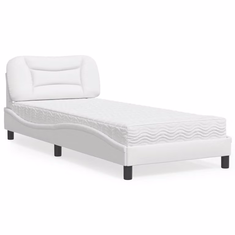 Letto con Materasso Hvar vidaXL Bianco in Similpelle e Materiali Misti L: 80 cm, P: 200 cm