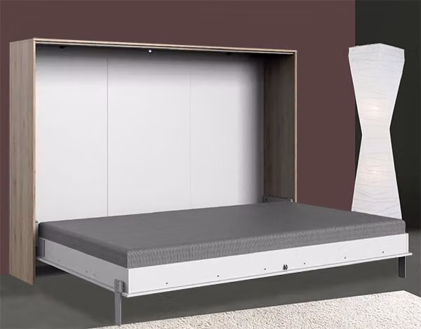 Letto Murphy Juist 140x200cm bianco rovere sanremo a scomparsa orizzontale