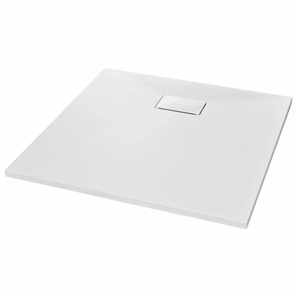 Piatto doccia quadrato vidaXL in mineral cast bianco antiscivolo L/P: 80 x 80 cm – 2