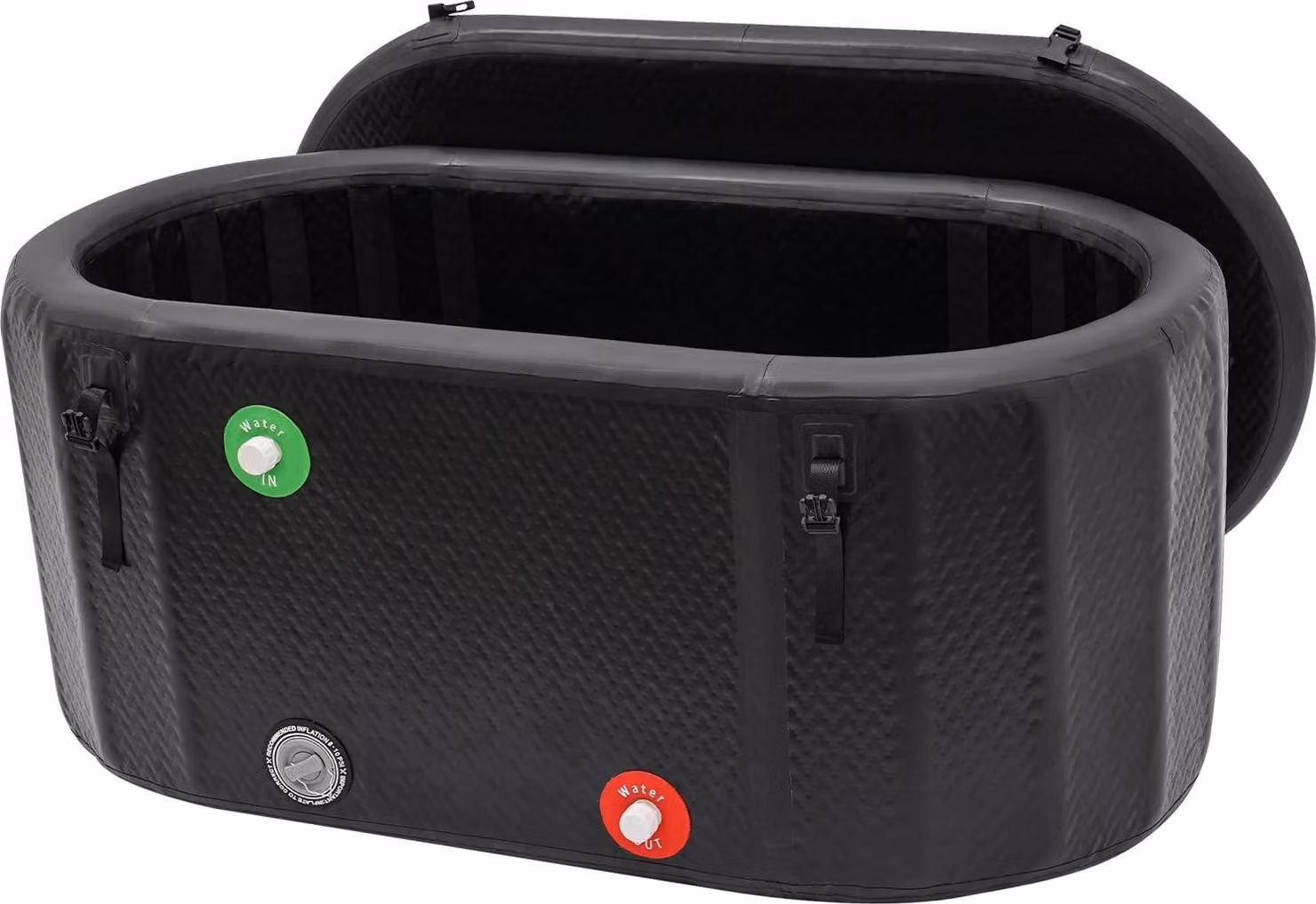 Vasca per bagni freddi - Vasca gonfiabile per acqua fredda - Capacità 275 l - Portatile - Materiale in PVC - Autoportante - Per uso interno/esterno - Nera