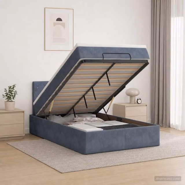 Letto ottomano con materasso Grigio Scuro 120 x 190 cm Velluto 3456472