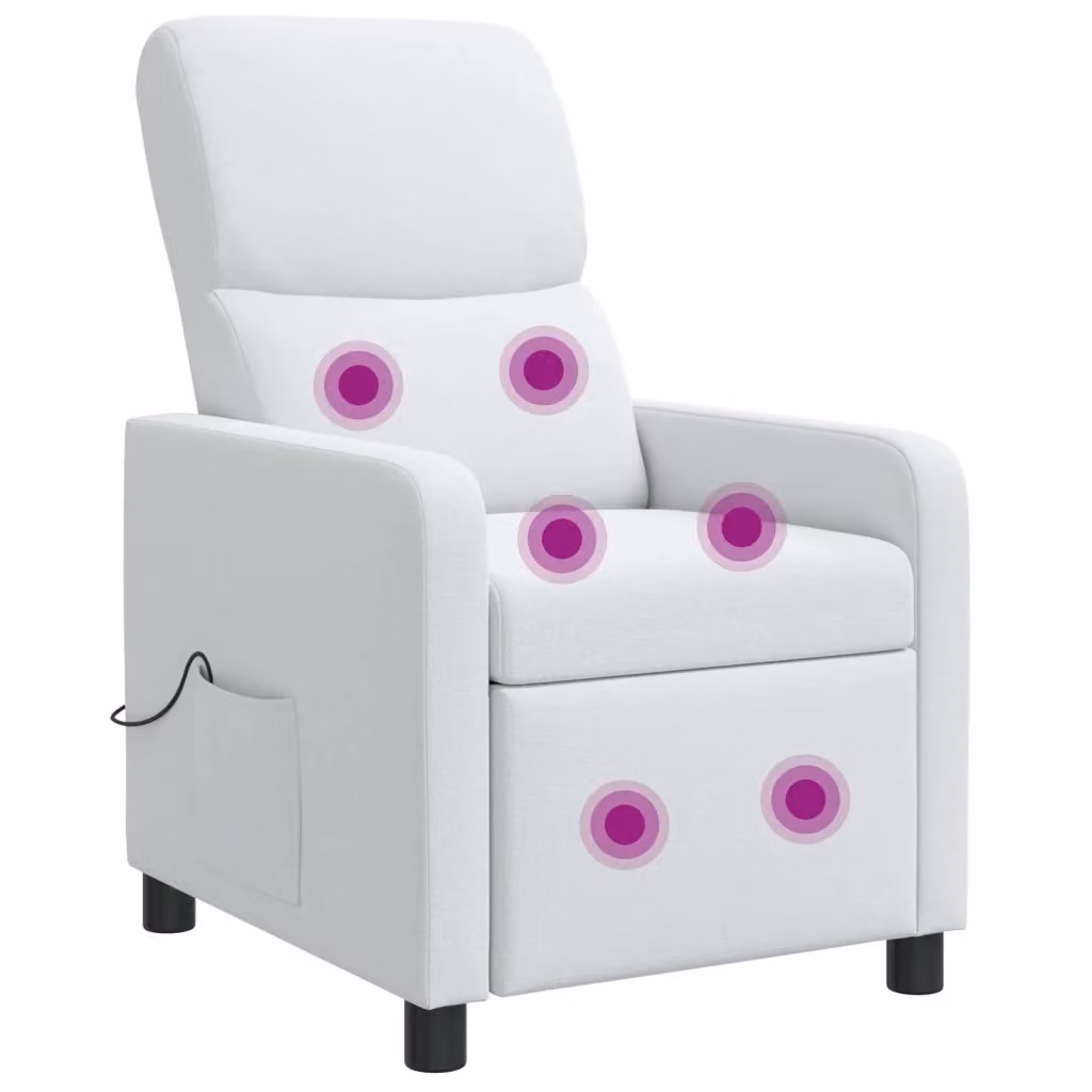 Poltrona reclinabile elettrica moderna in tessuto bianco con braccioli per soggiorno o ufficio – 2