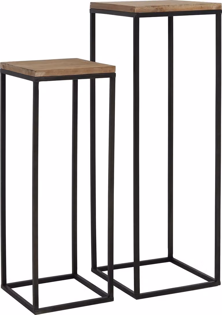 Set di colonne Light & Living Yarula in legno con finitura nera - 30x30x82 + 35x35x102 cm