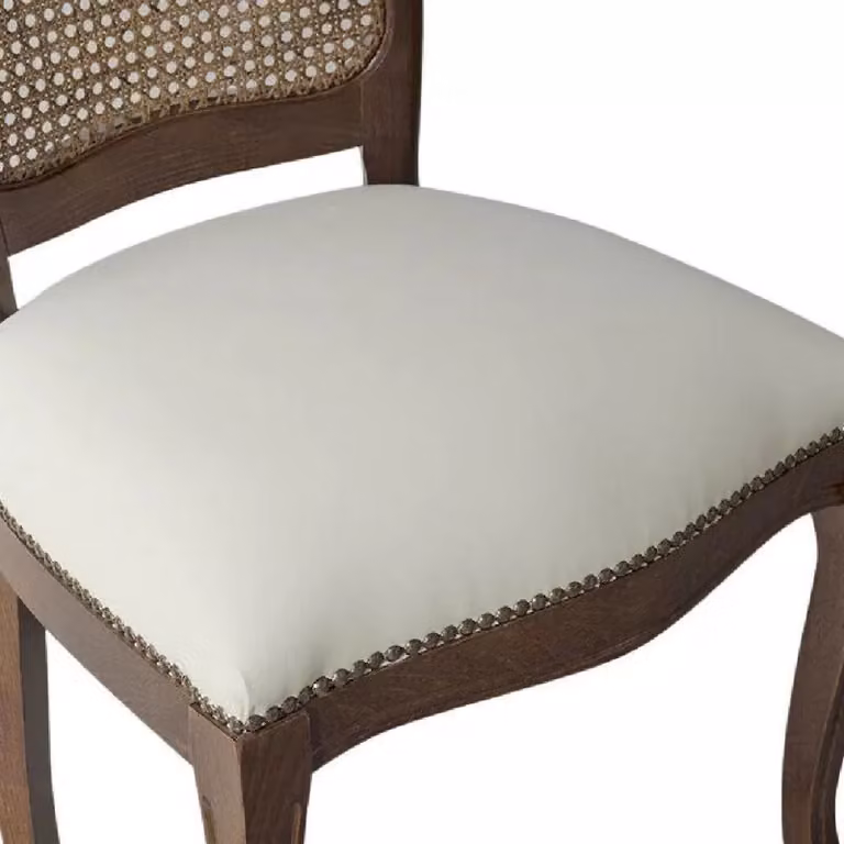 Sedia classica in legno di faggio e paglia di Vienna con ecopelle beige Mobili 2G L/P/H: 56 x 50 x 100 cm