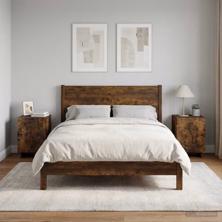 Set di 2 comodini vidaXL in rovere affumicato, design moderno, L 33,5 cm x P 34,5 cm x H 50 cm