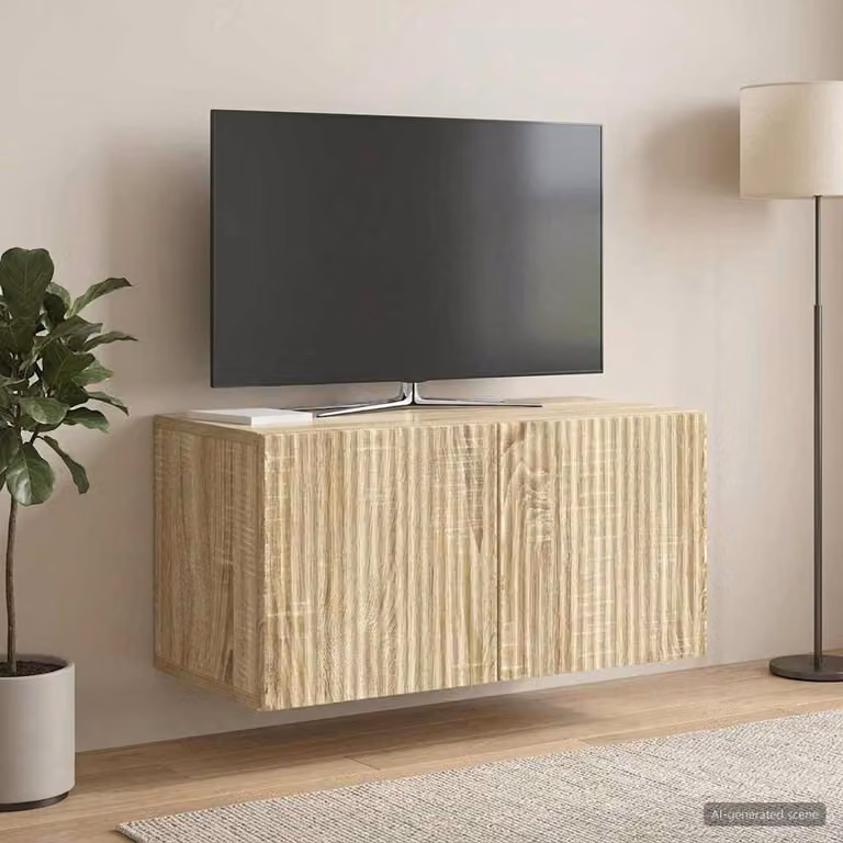 Mobile Porta TV da Muro vidaXL Moderno in Legno Marrone L: 59,5 cm, P: 31 cm, H: 30 cm