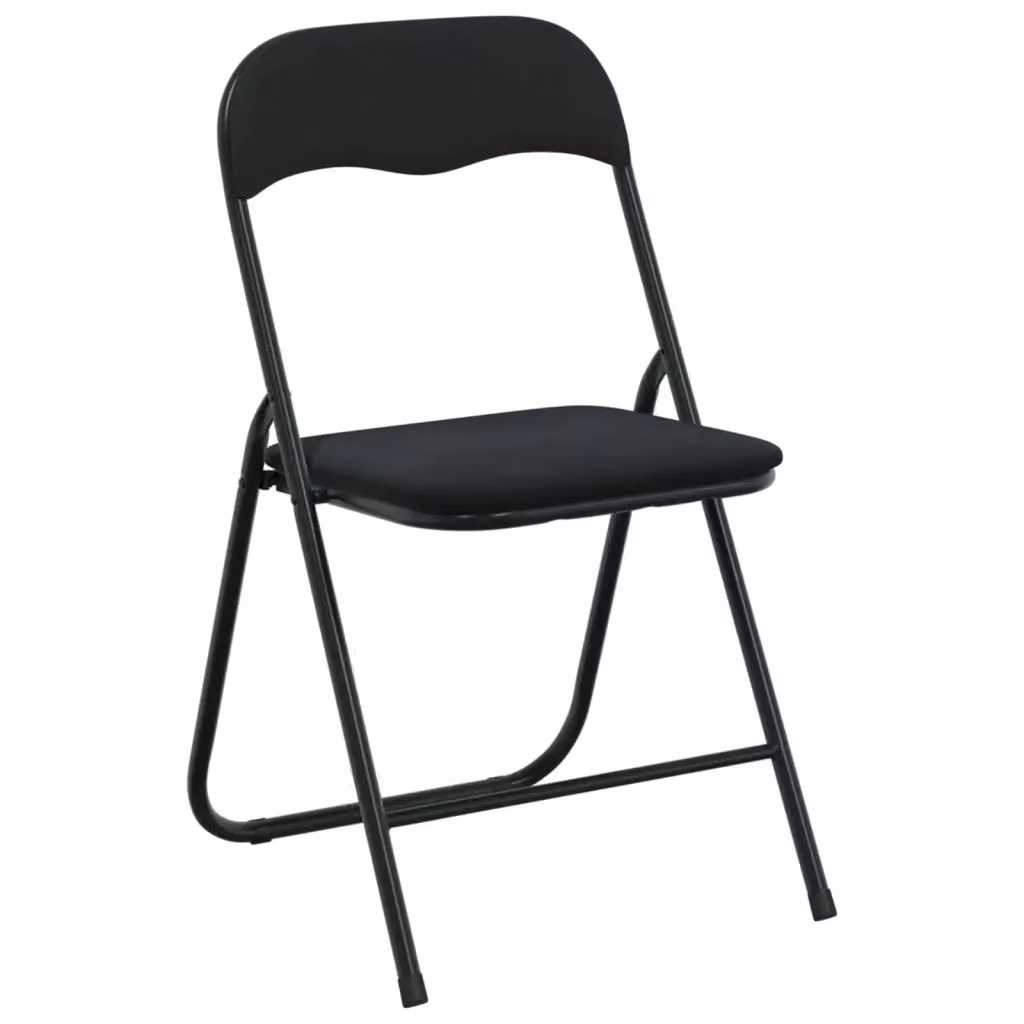Set di 8 sedie pieghevoli vidaXL in velluto nero con struttura in metallo, L/P/H: 48 x 44 x 78 cm – 2