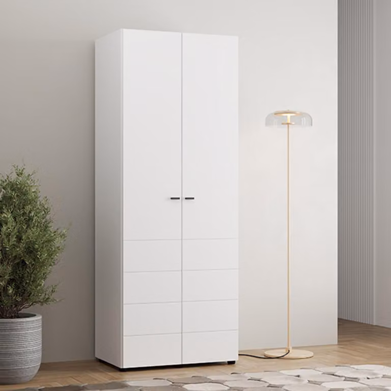 Pomar - Guardaroba 2 Ante, 79x208h cm Bianco Opaco, Appendiabiti