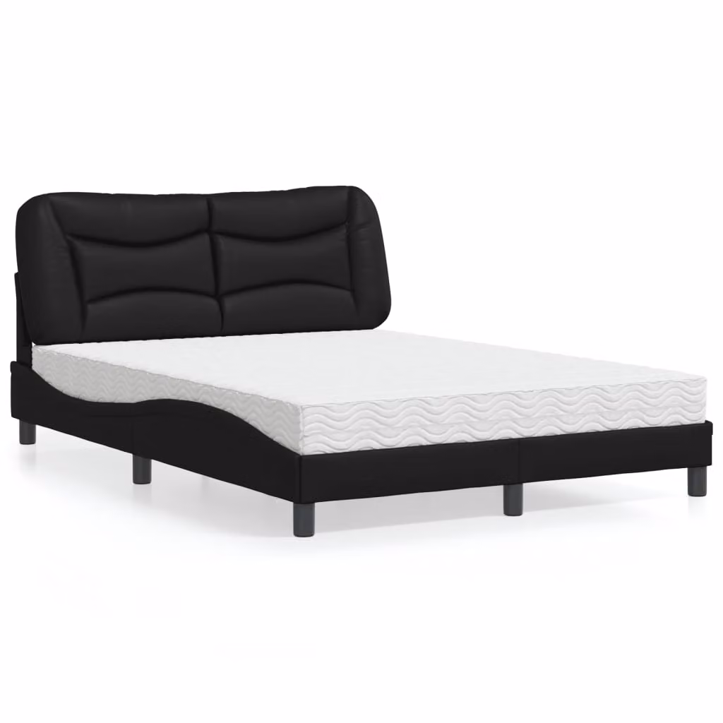 Letto con Materasso Hvar vidaXL in Similpelle Nero L/P/H: 140 x 200 cm – 1