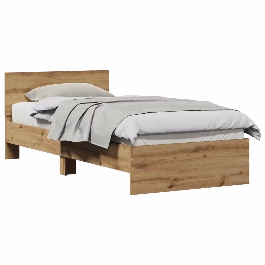 Letto con testiera e giroletto vidaXL in legno rovere marrone L/P/H: 200 x 90 x 93 cm – 2