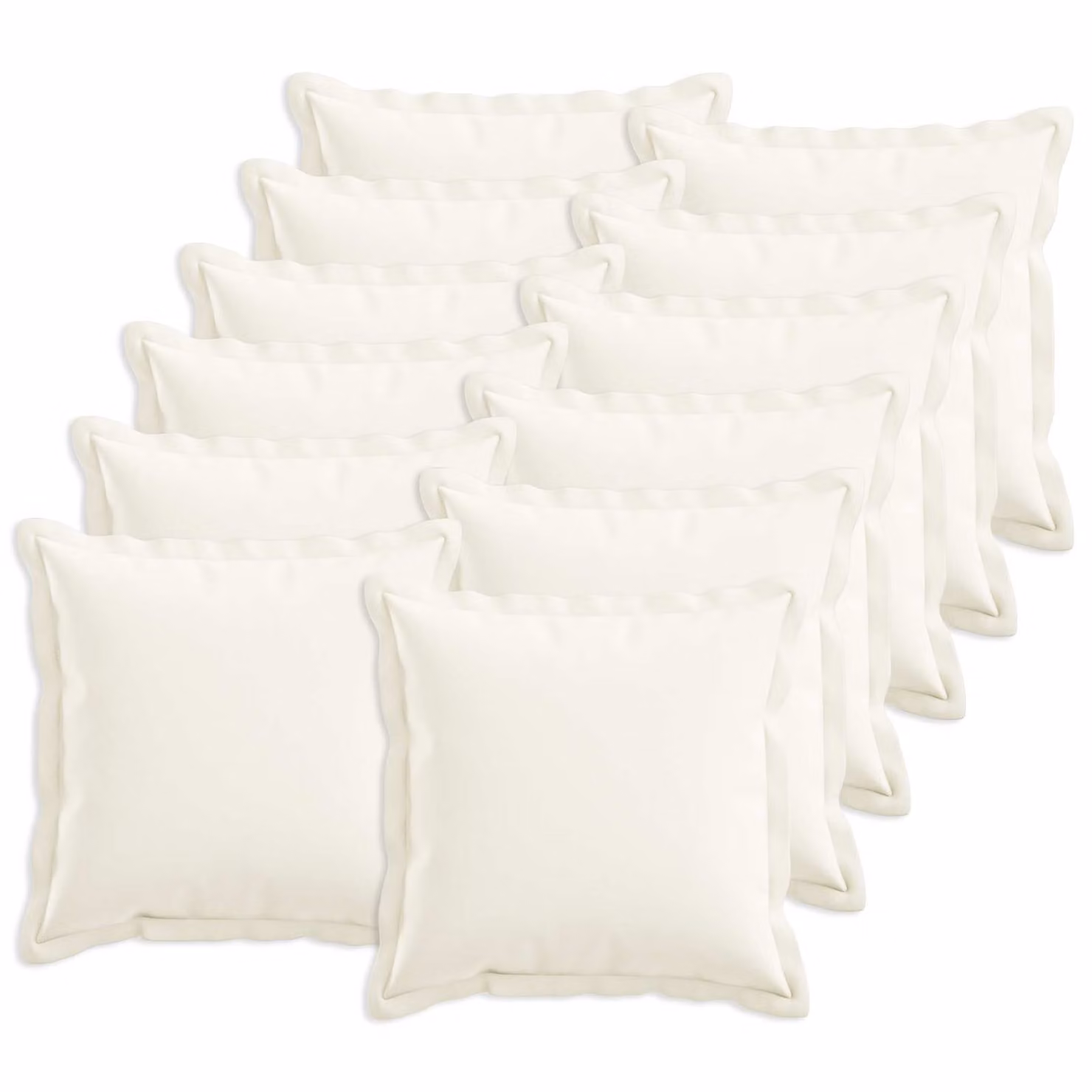 Set di 12 cuscini quadrati vidaXL HOUTEN bianchi in lino con fodera lavabile