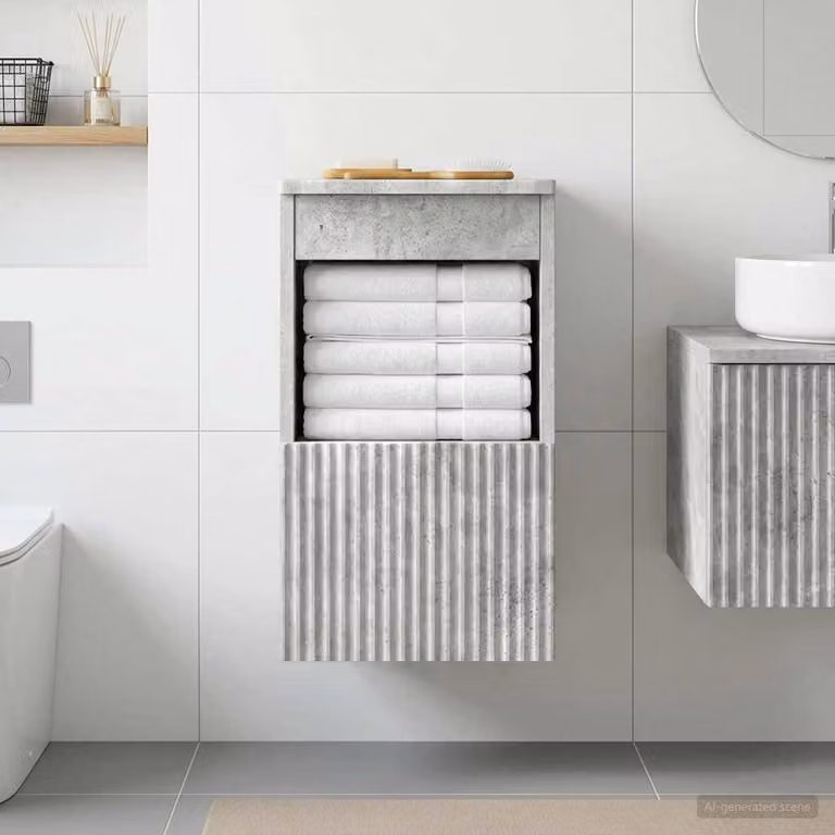 Mobile da bagno vidaXL in MDF grigio con ante a battente e ripiani interni, L 30 cm x P 41 cm x H 50 cm