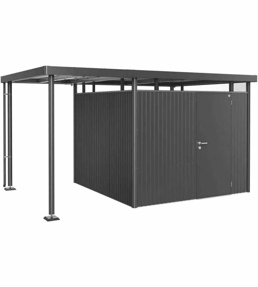 Biohort Tettoia Laterale per Casetta Giardino Grigio Metallizzato 150x275 cm