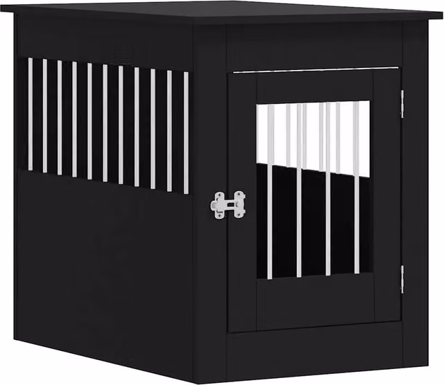 Gabbia per cani da arredamento nera in legno multistrato e metallo CFW5147861 L: 55 cm, P: 80 cm, H: 68 cm