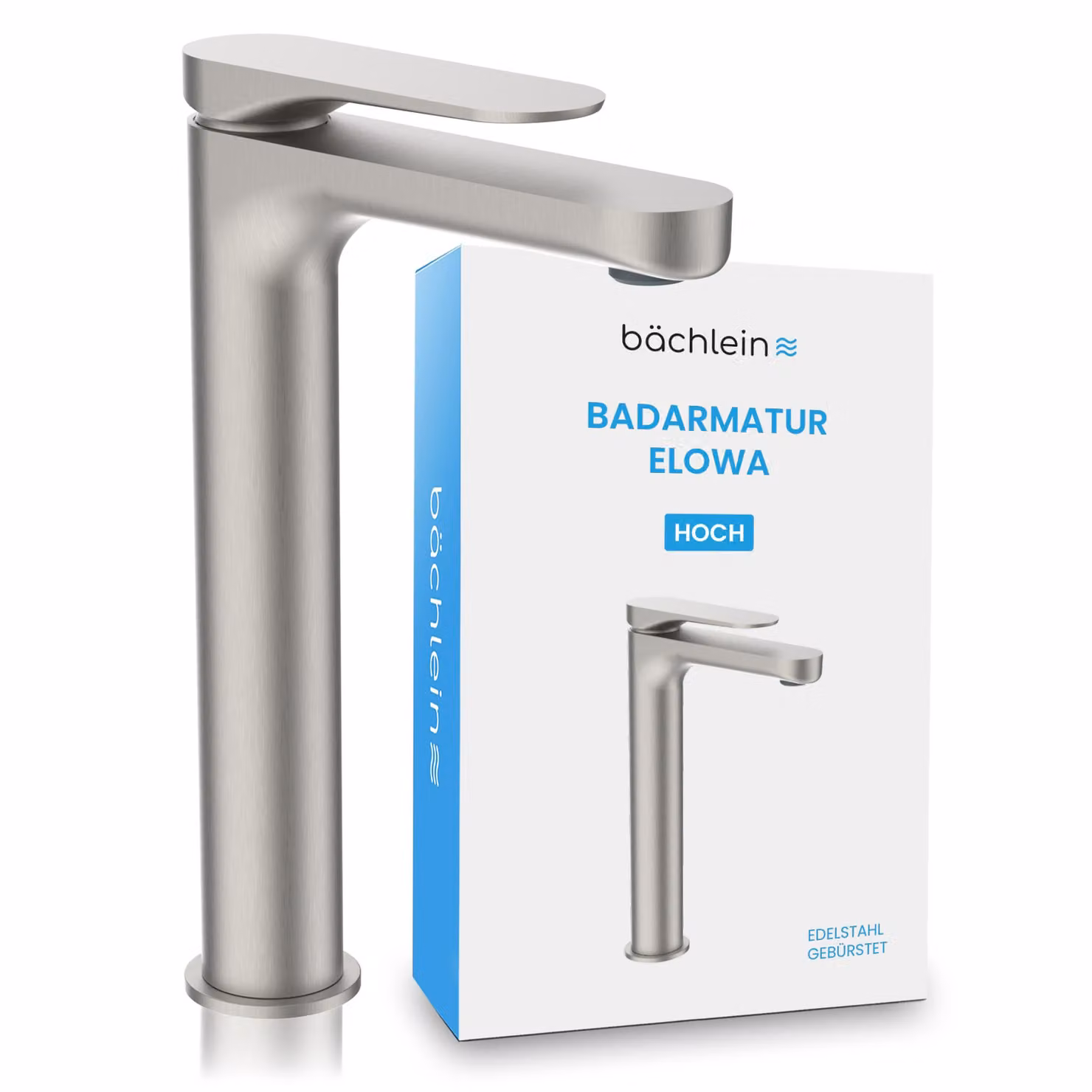 Bächlein - Rubinetto da bagno di design - Elowa acciaio inox spazzolato - Versione alta