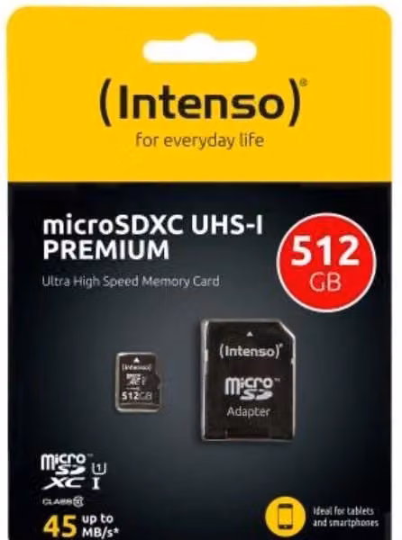 Micro SD Intenso con adattatore da 512 GB UHS-I colore nero – 1