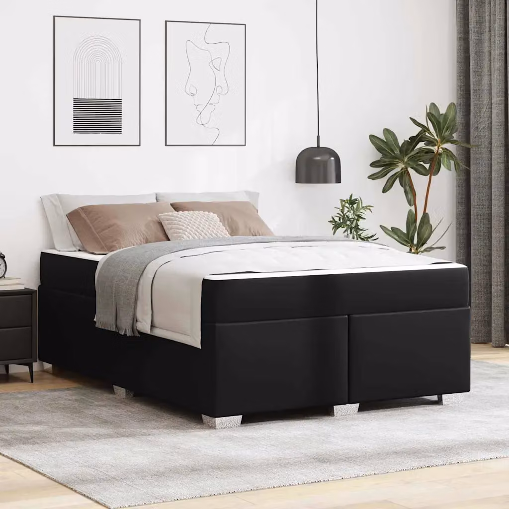vidaXL Struttura del letto moderna in tessuto nero L/P/H: 200 x 140 x 66 cm – 1