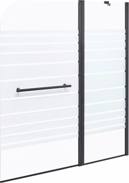 Schermo Doccia per Vasca Beliani con Ante in Vetro Temperato Trasparente e Satinato, Struttura in Alluminio e Acciaio, L: 140 cm, H: 120 cm, P: 120 cm