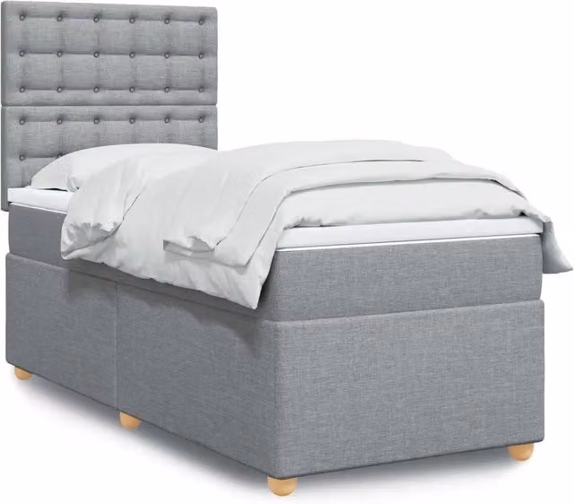 Letto a molle con materasso ibrido vidaXL, Grigio e Bianco, L/P/H: 100 x 200 x 150,5 cm