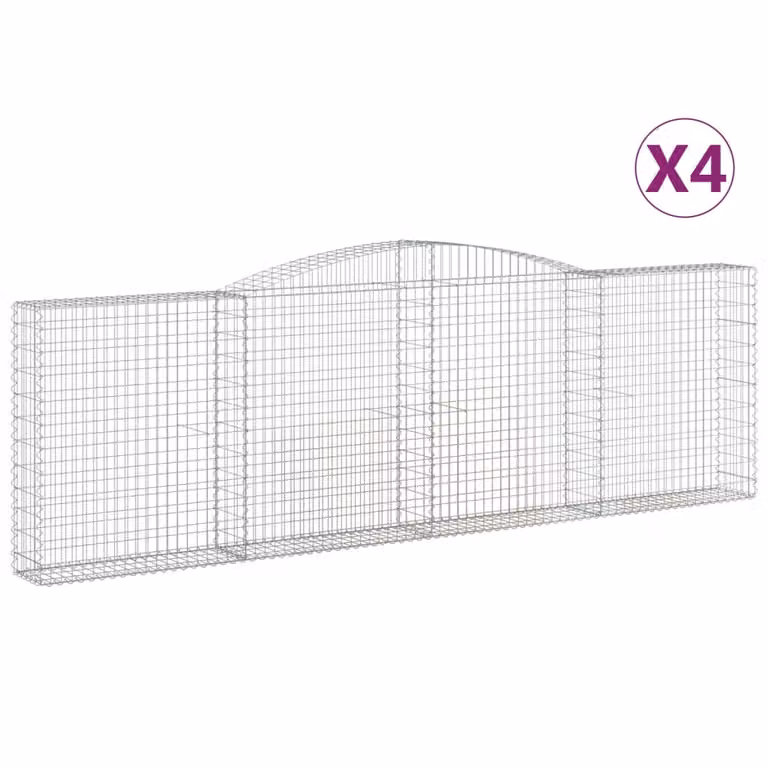 Cesti Gabbioni ad Arco 4 pz 400x30x120/140 cm Ferro Zincato