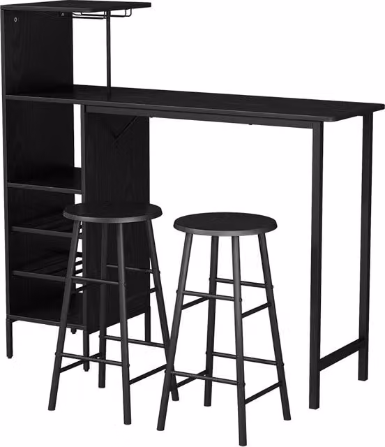 Set di tavolo da bar Naila nero con 2 sgabelli Vicco, L: 121.5 cm, P: 40 cm – 1
