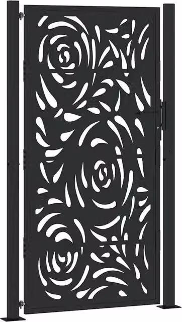 Cancello da giardino nero 100x175 cm in acciaio con design a fiamma CFW8207937