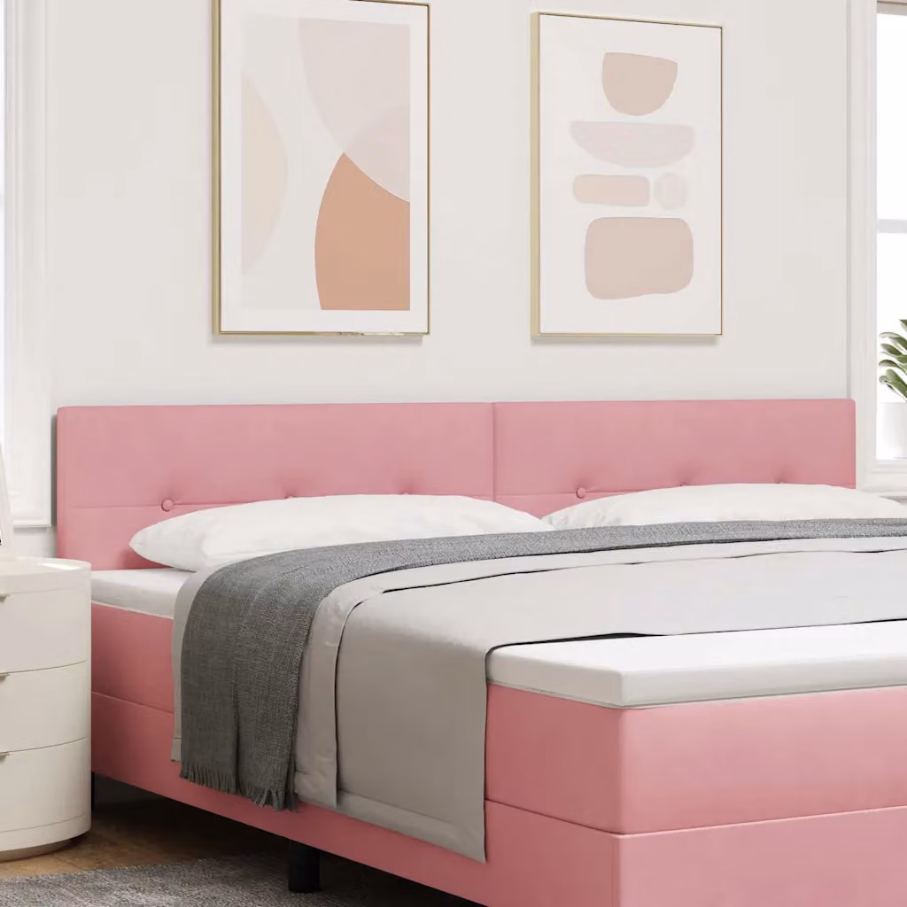 Testiera per letto con illuminazione LED vidaXL in velluto rosa, Larghezza: 200 cm