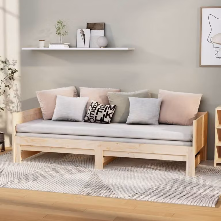 The Living Store Letto da giorno allungabile in pino massiccio 2x(90x190) cm