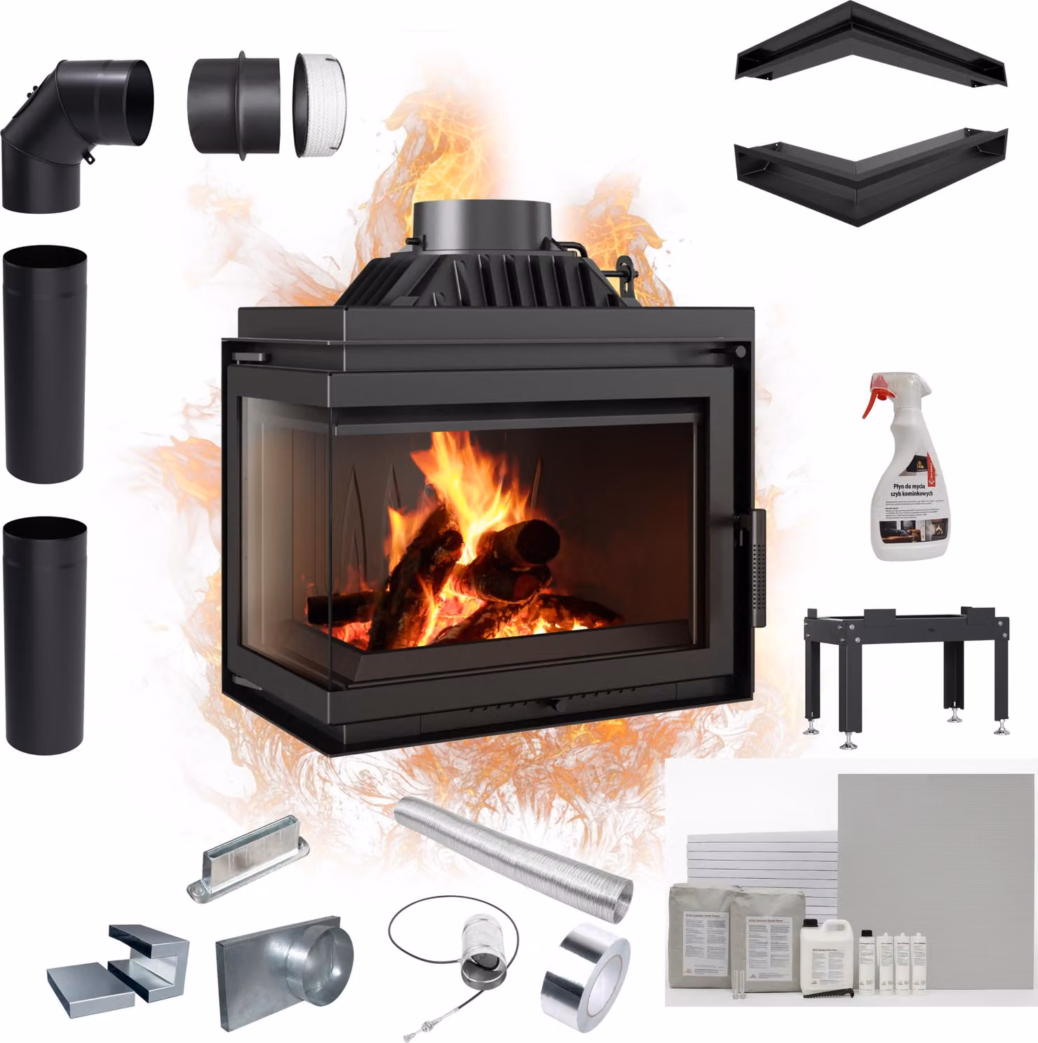 Inserto per caminetto in ghisa KRATKI SIMPLE sinistro 8 kW Ø 200
