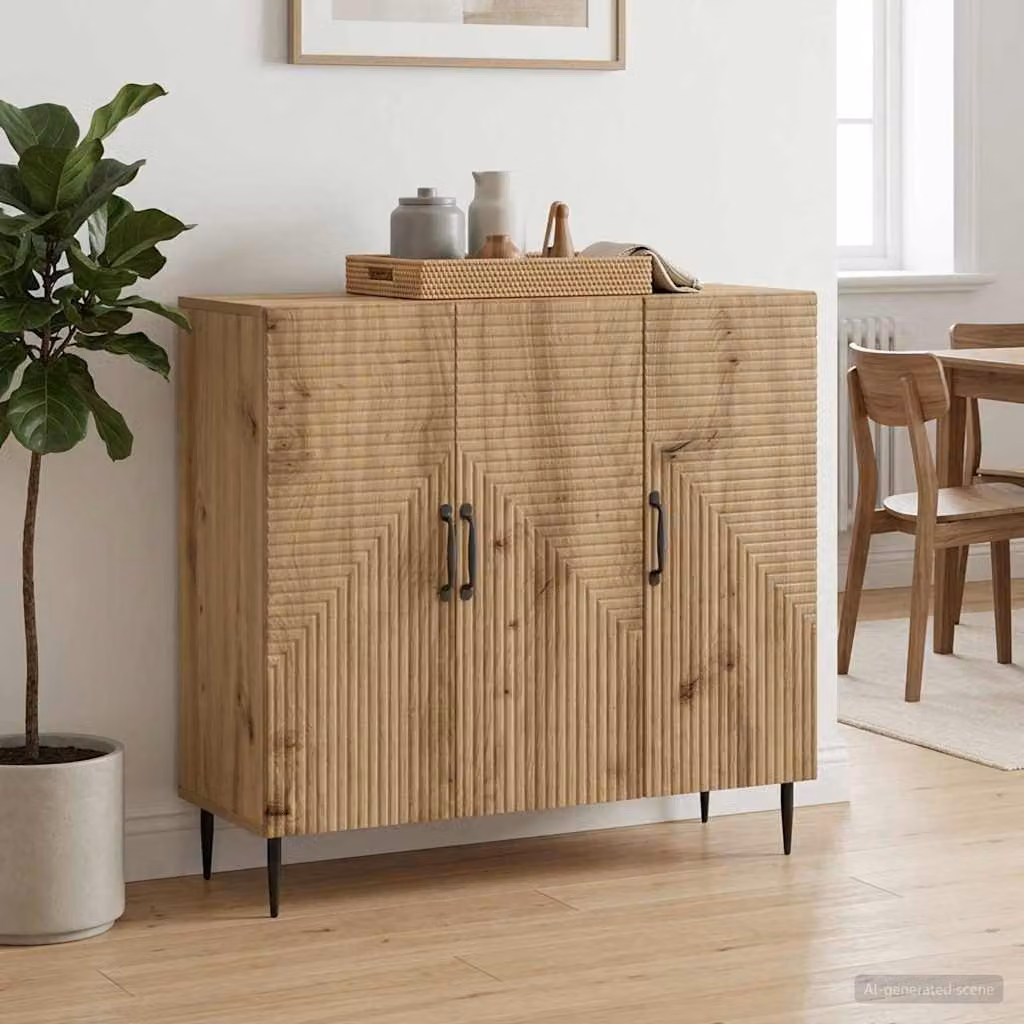 Credenza moderna in rovere vidaXL, colore marrone, L 89 cm x P 34,5 cm x H 80 cm