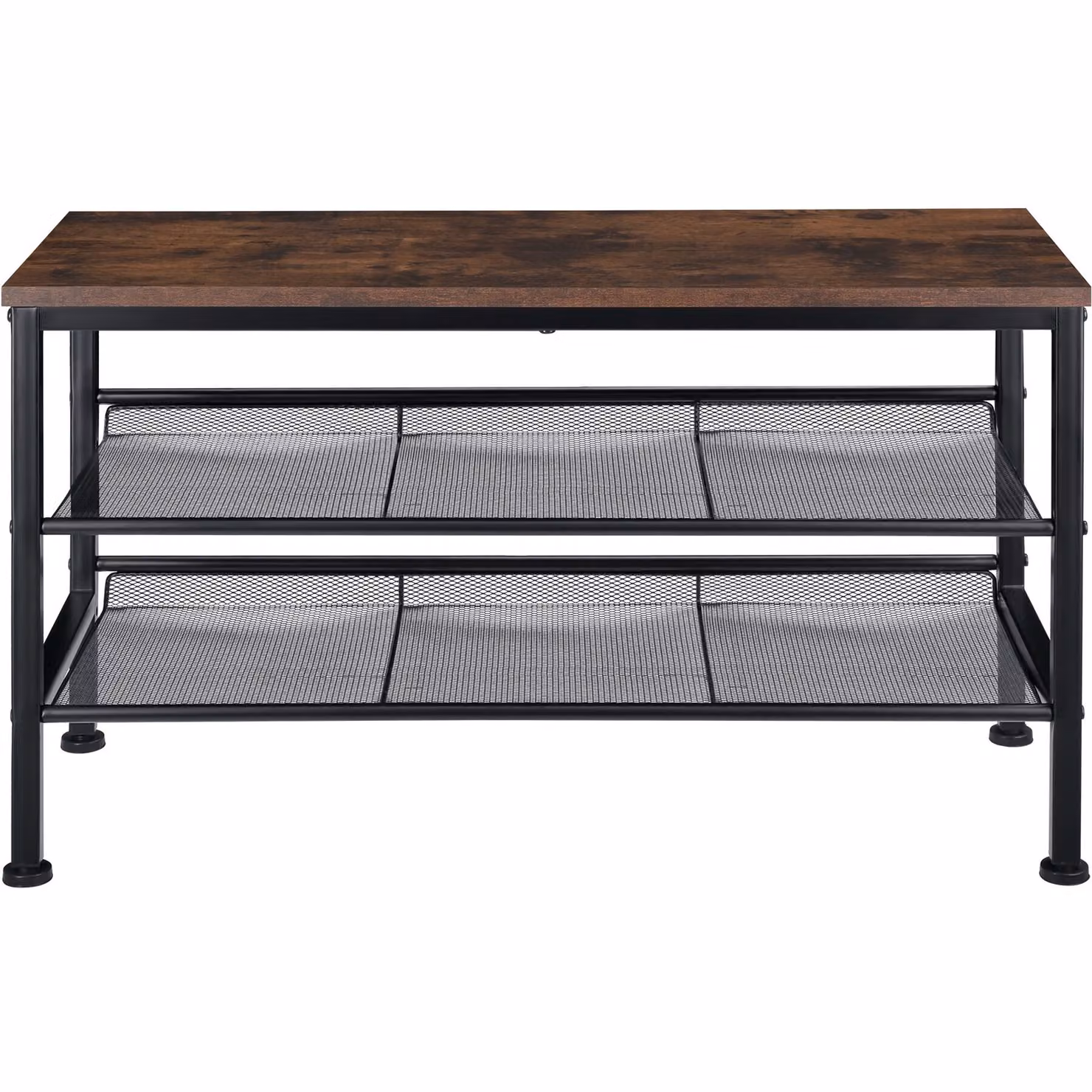 Scarpiera Tectake in stile industriale marrone con ripiani interni e ante aperte L/P/H: 75,5 x 30,5 x 45,5 cm – 2