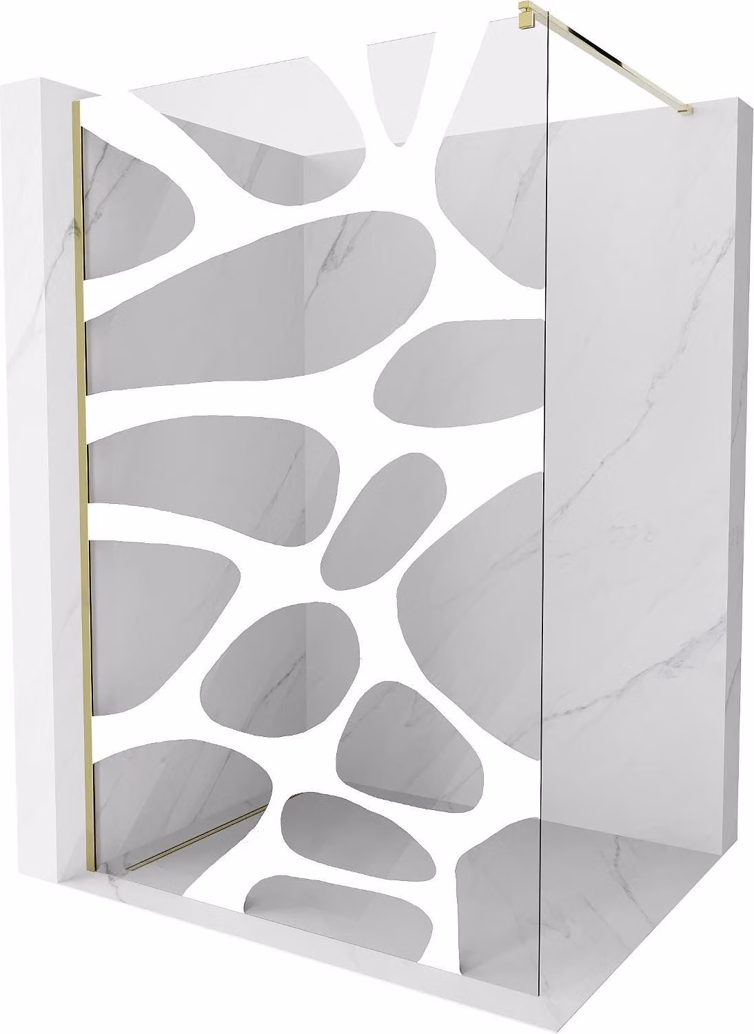 Mexen Kioto parete doccia Walk-in 80 x 200 cm, onda bianca 8 mm, oro - 800-080-101-50-97