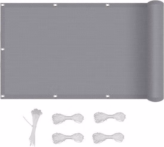 Telo ombreggiante per terrazza - 1,5 x 6,5 m - HDPE traspirante - Grigio