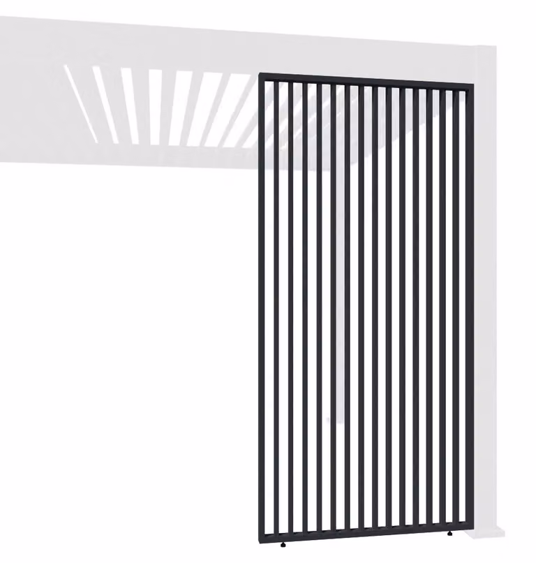 Pannello divisorio verticale a lamelle per pergole, in alluminio antracite