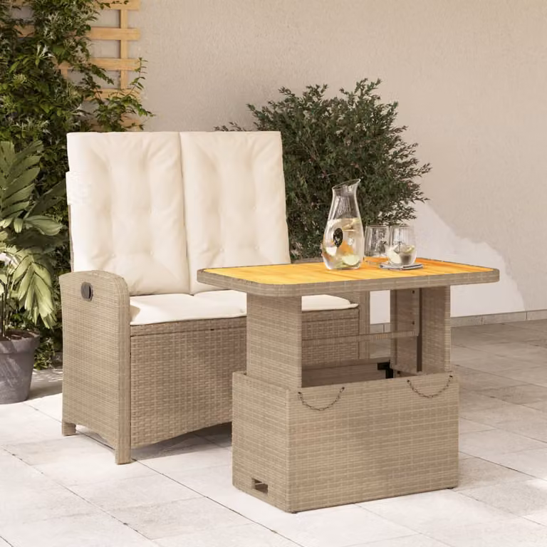 Set da Pranzo da Giardino Moderno vidaXL in Legno di Acacia Oliato con Altezza Regolabile, Colore Marrone/Beige/Bianco