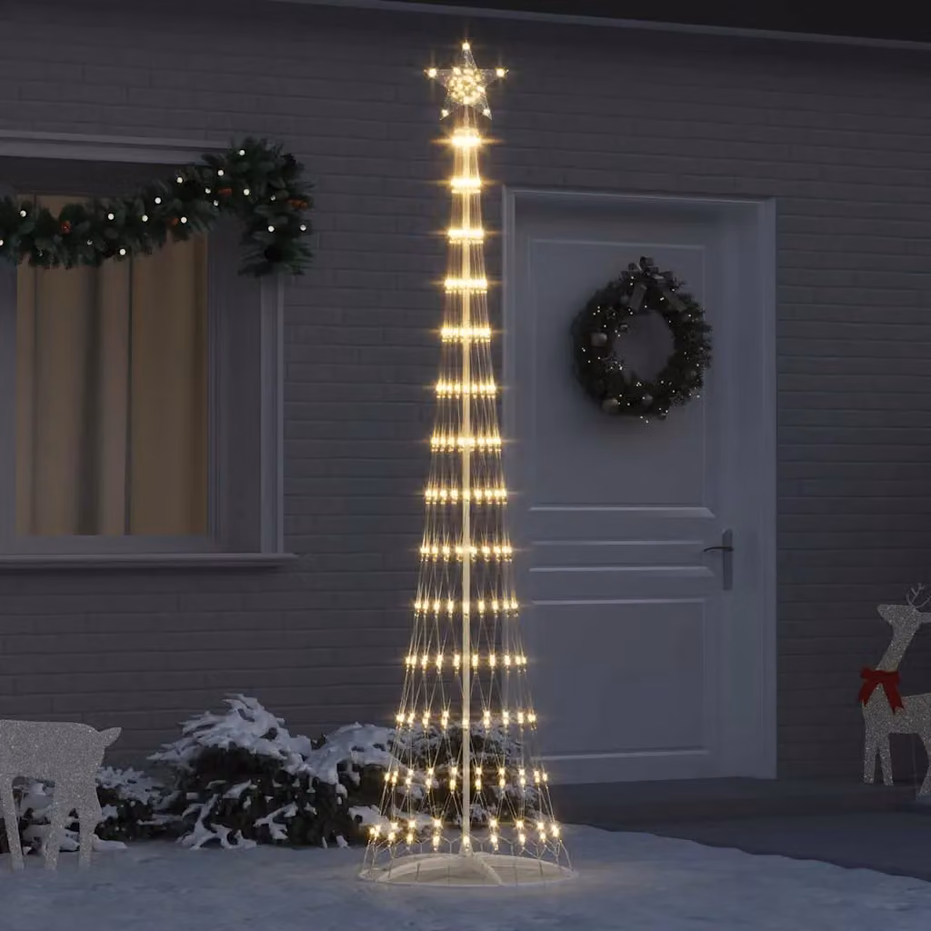 Albero di Natale LED vidaXL moderno in metallo bianco con luce bianco caldo, Altezza: 250 cm