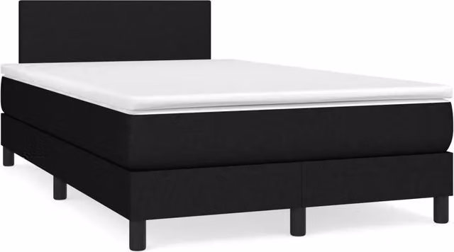 Letto Ibrido vidaXL con Giroletto a Molle e Materasso in Tessuto Nero e Bianco L/P/H: 120 x 200 cm
