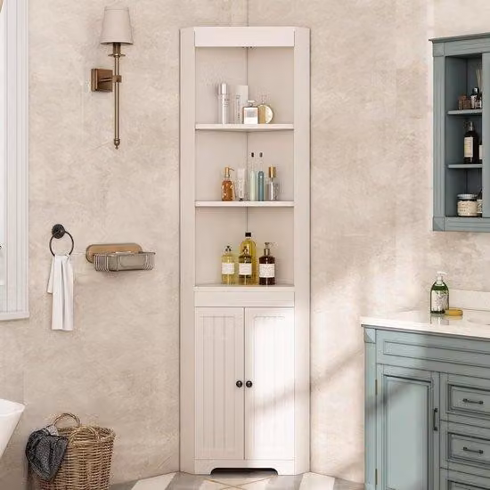 Cassaforte da parete alta - Armadio alto dal design salvaspazio - 495 x 35 x 170 cm - Bianco - Armadio a forma di triangolo