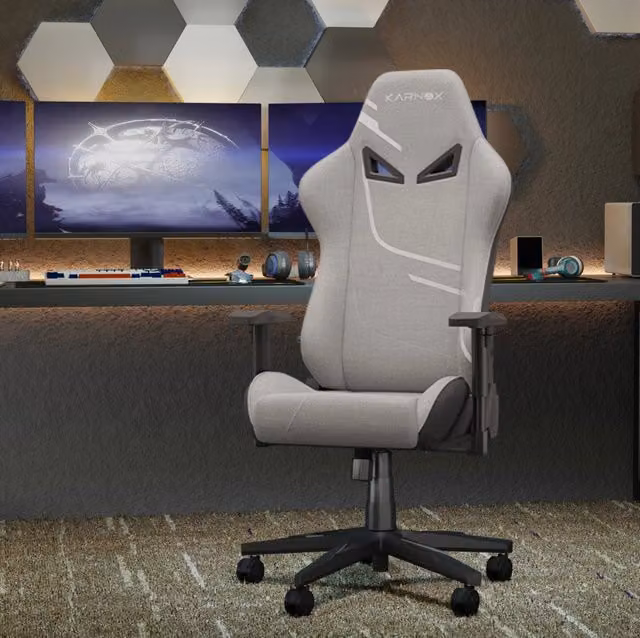 Sedia gaming ergonomica in tessuto grigio chiaro