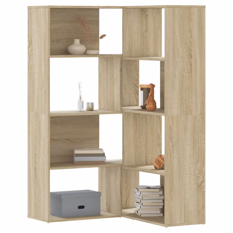 Libreria Angolare vidaXL con 4 Ripiani in Legno, Colore Rovere Sonoma, L/P/H: 85 x 85 x 140 cm