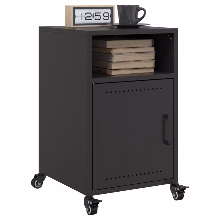Set di 2 comodini moderni vidaXL in metallo nero opaco L/P/H: 36 x 39 x 59 cm