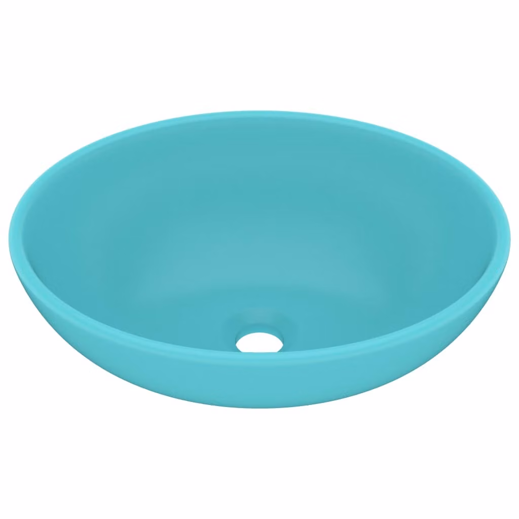 Lavandino Lusso Ovale Verde Chiaro Opaco 40x33 cm in Vetroceramica