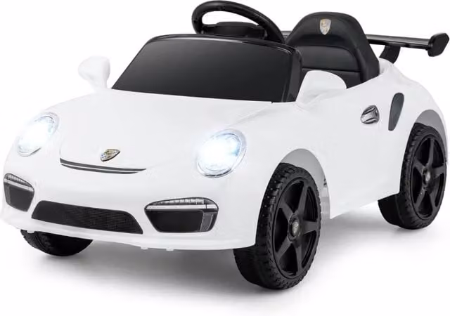 Auto elettrica Porsche per bambini con telecomando e 2 velocità, colore bianco, L 104 cm x P 57 cm x H 48,5 cm