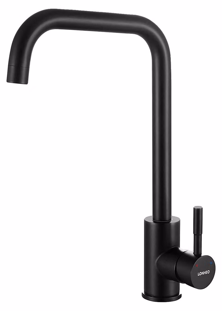 Miscelatore per cucina, girevole a 360°, facile da installare, colore nero, attacco G3/8