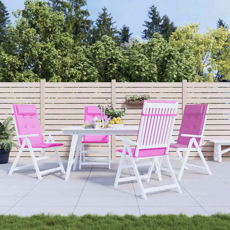 Set di 4 cuscini per sedia con schienale alto vidaXL in tessuto Oxford rosa, traspiranti e idrorepellenti con imbottitura in schiuma, L: 50 cm, P: 50 cm, H: 120 cm