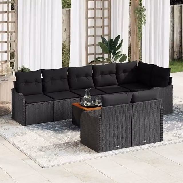 Set Divano da Giardino 9 pz Nero polyrattan 3356140