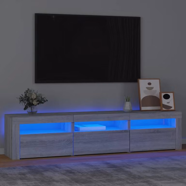 vidaXL Mobile Porta TV Moderno con Luci LED Integrate Grigio Sonoma L: 180 cm, P: 35 cm, H: 40 cm