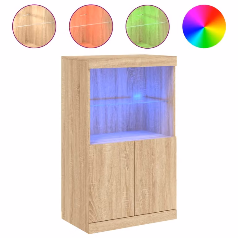 Credenza con Luci LED Rovere Sonoma 60,5x37x100 cm